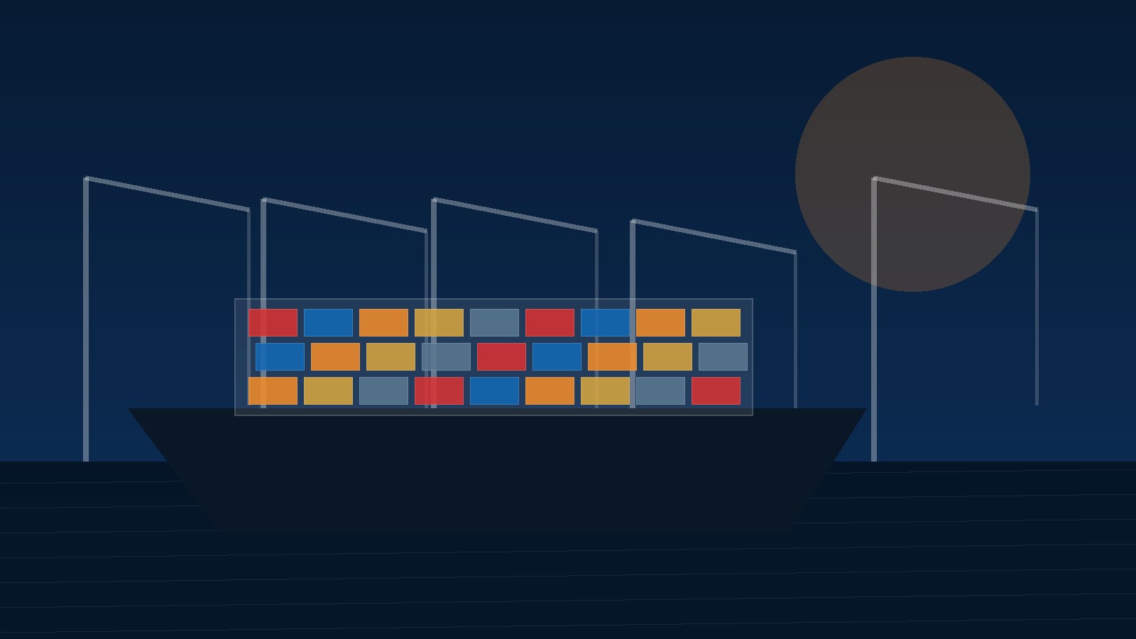 International container port with cargo ships and logistics operations